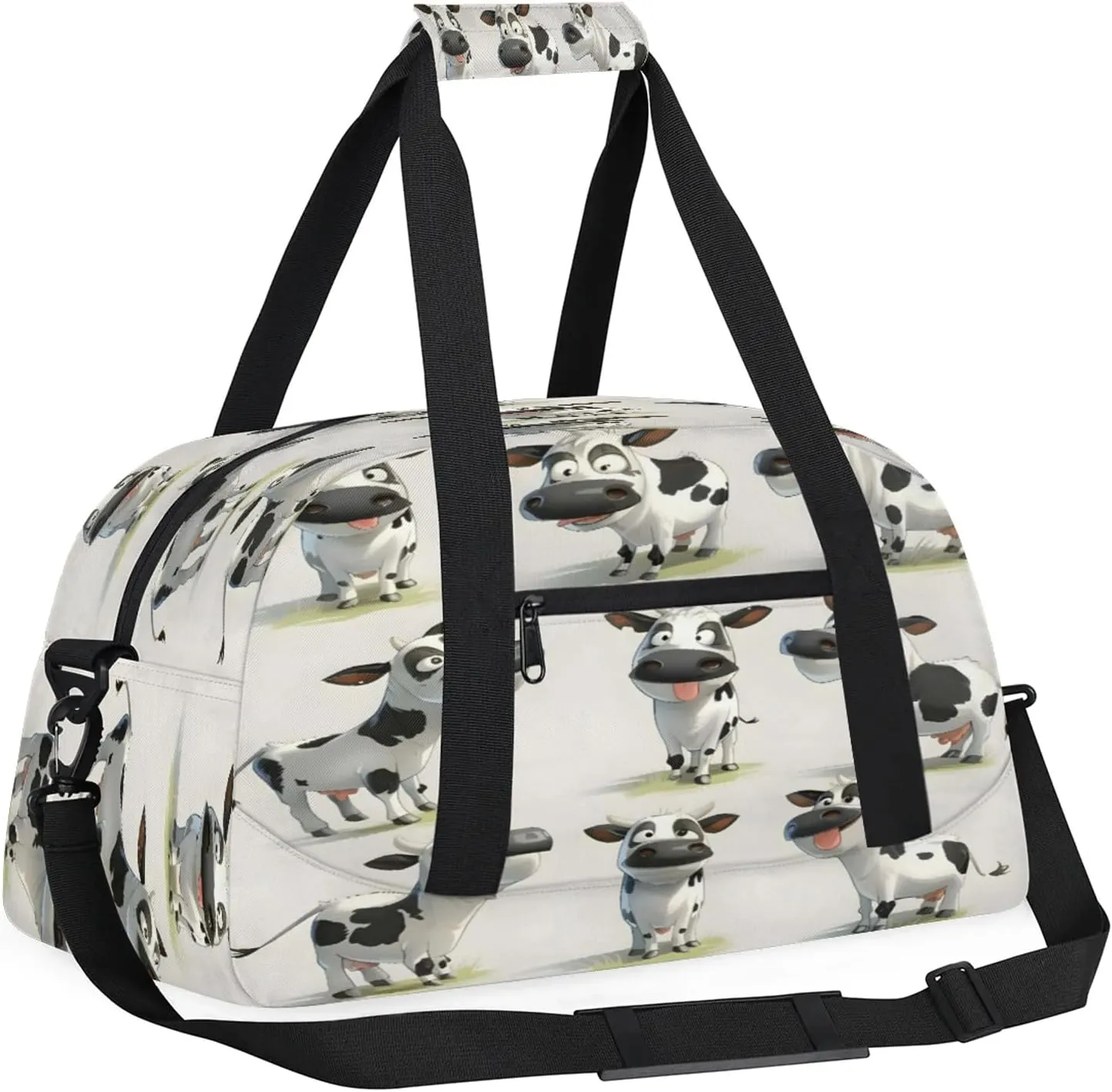 Cow Farm Animal Small Gym Bag 18 inch Carry On Duffel Bag for Weekender Travel Sports Workout Yoga Gymnastics Dance Ballet