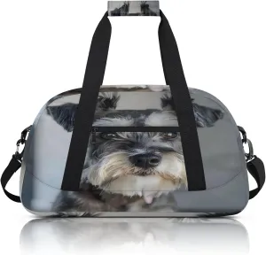 Cute Schnauzer Dog Small Gym Bag 18 inch Carry On Duffel Bag for Weekender Travel Sports Workout Yoga Gymnastics Dance Ballet