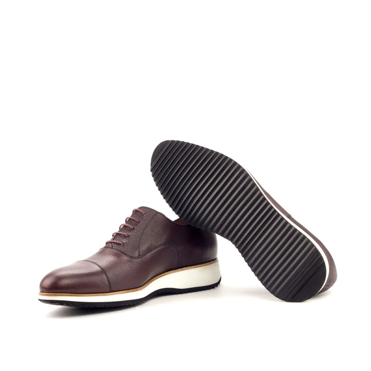 DapperFam Rafael in Burgundy Men's Italian Pebble Grain Leather Oxford