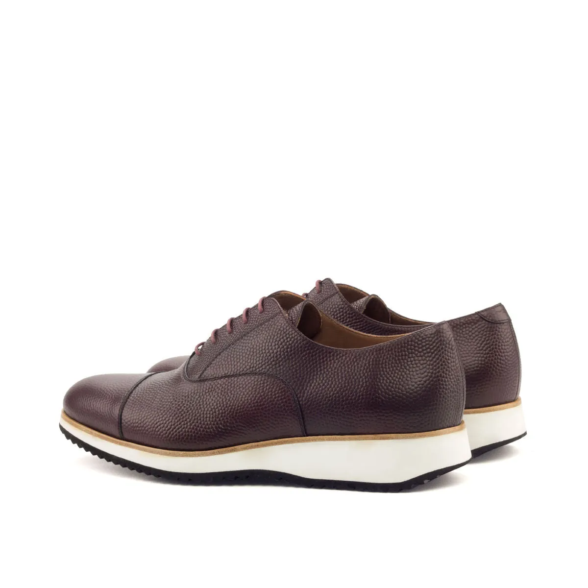DapperFam Rafael in Burgundy Men's Italian Pebble Grain Leather Oxford