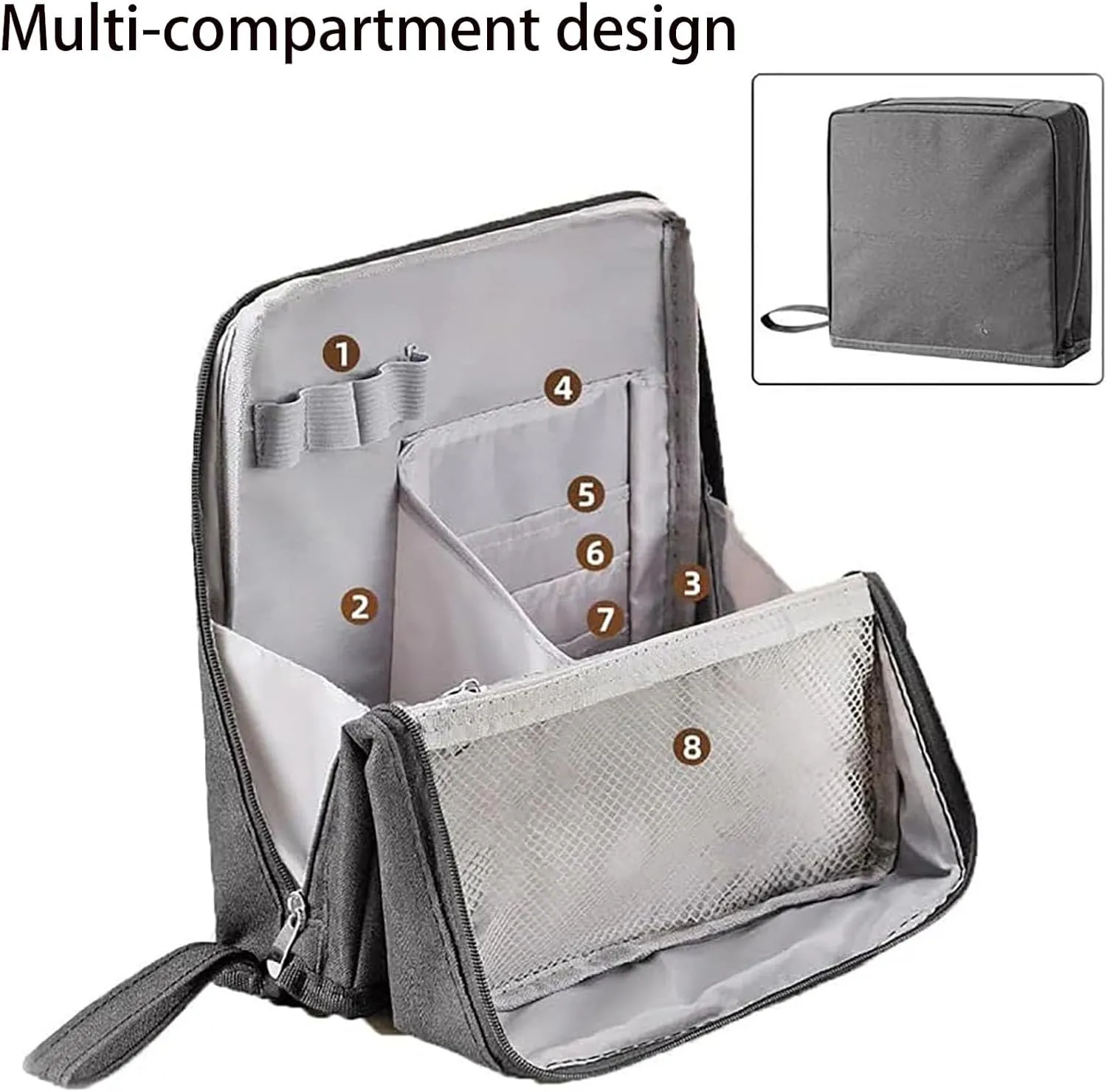 Doresty Makeup Bag, Doresty Standing Makeup Bag, Multi-Purpose Large Capacity Oxford Cloth Standing Makeups Bags, with Compartments, Toiletry Bag for Girls Women (Gray)