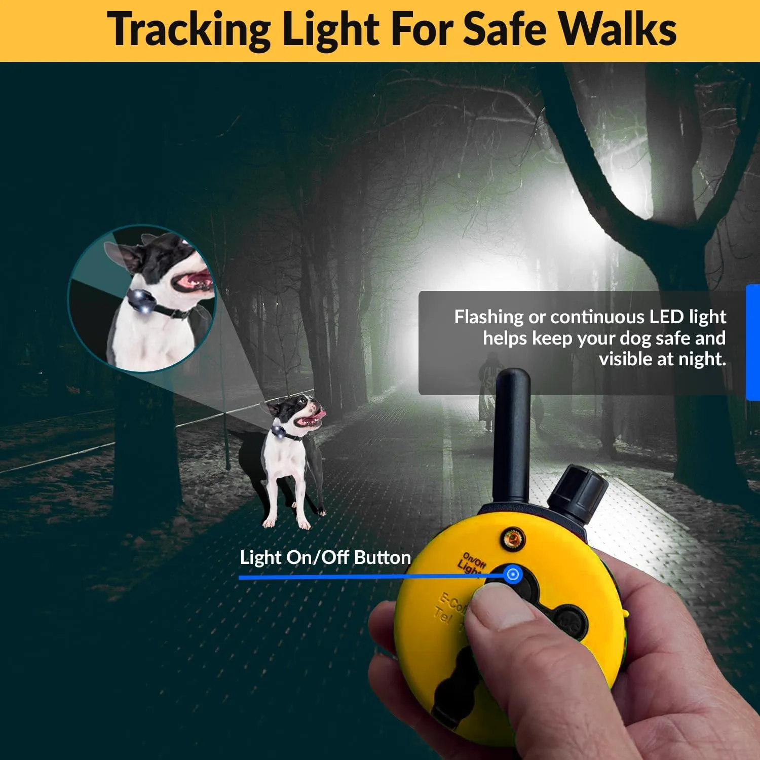 Educator E-Collar Humane Dog Training Collar with Remote, 100 Safe Tapping Stimulation Levels, Night Light, Waterproof, Rechargeable, 3/4 Mile 2 Small-Medium Dogs, Yellow