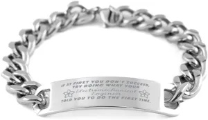 Electromechanical Engineer Bracelet, If at first you don't succeed, try doing what your athletic trainer told you to do the first time., Cuban Link Chain Necklace, Electromechanical Engineer Gifts
