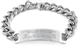 Exercise Physiologist Bracelet, If at first you don't succeed, try doing what your athletic trainer told you to do the first time., Cuban Link Chain Necklace, Exercise Physiologist Gifts