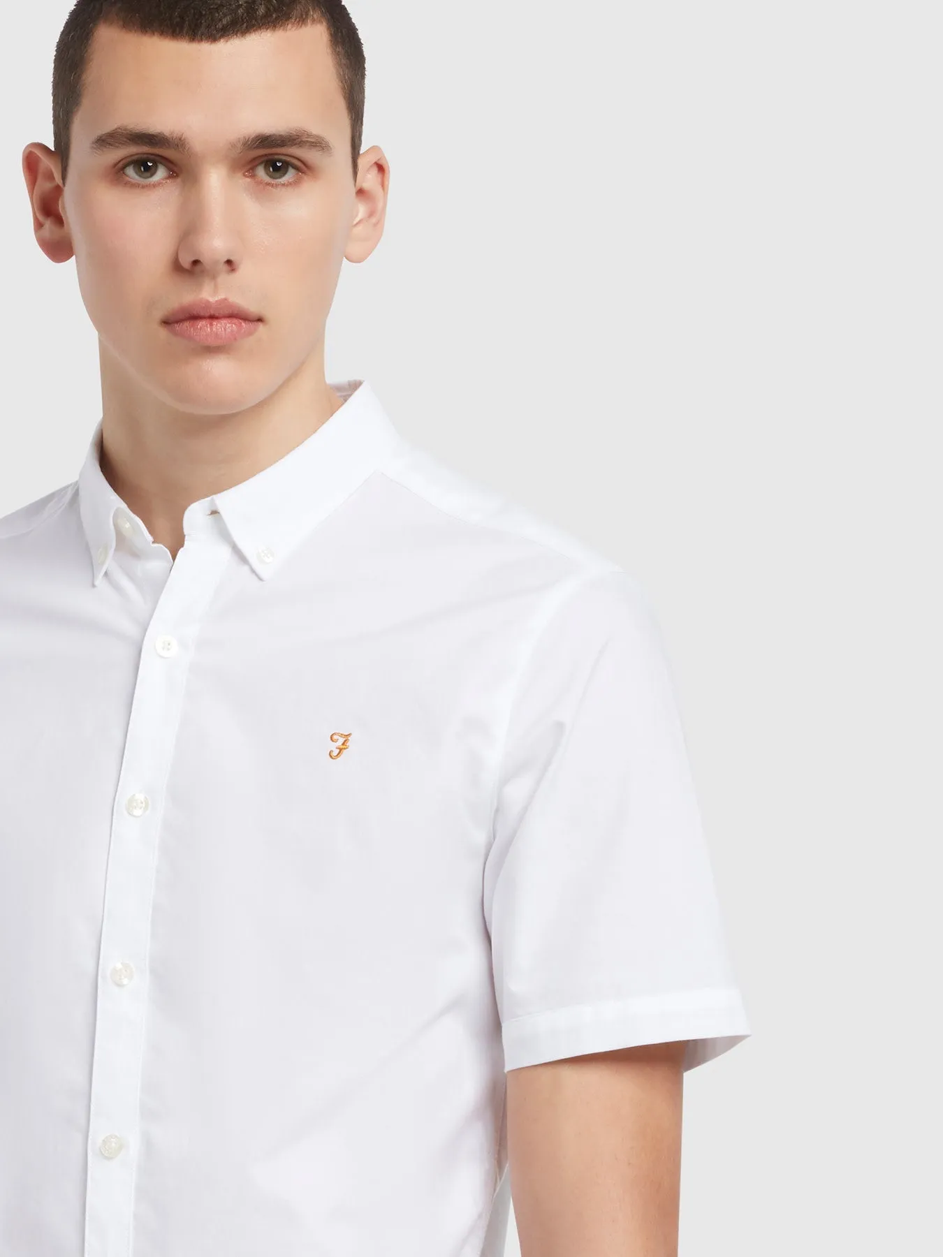Farah Short Sleeve Oxford Brewer Shirt White