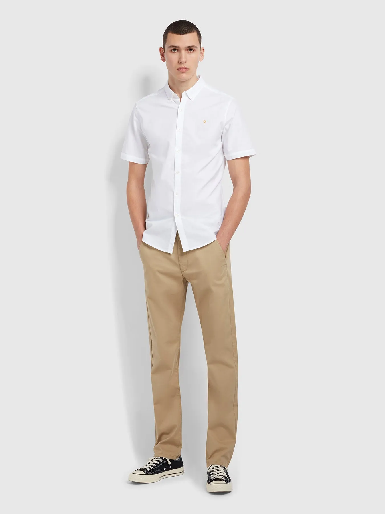 Farah Short Sleeve Oxford Brewer Shirt White