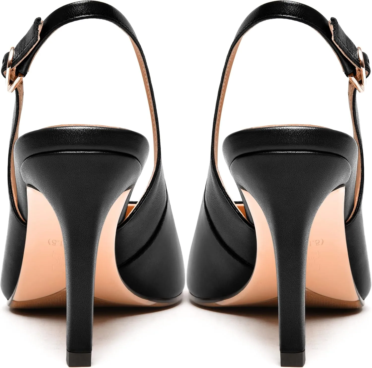 FEMSTEP Womens Sexy Slingback Buckle Dating Matte Leather Pointed Toe Stiletto High Heel Pumps Shoes 3.3 Inch