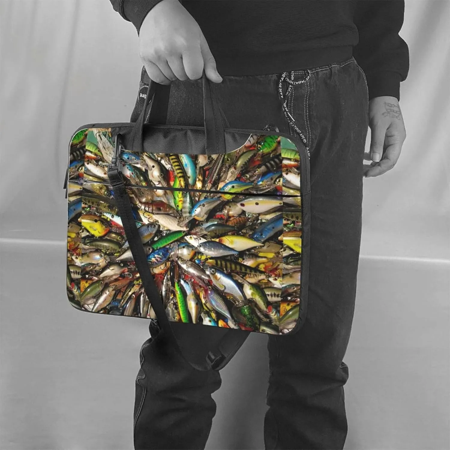 Fishing Bait Print Work Casual Office Laptop Shoulder Messenger Bag 13 inch 14 inch 15.6 inch