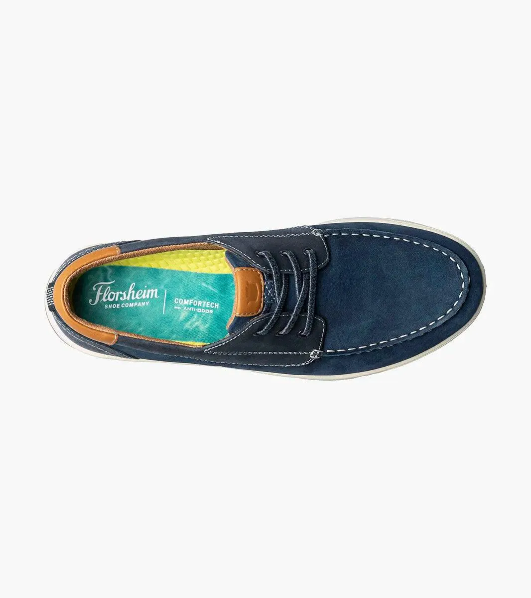 Florsheim - CROSSOVER Elastic Lace Moc Toe Boat Shoe Navy Nubuck