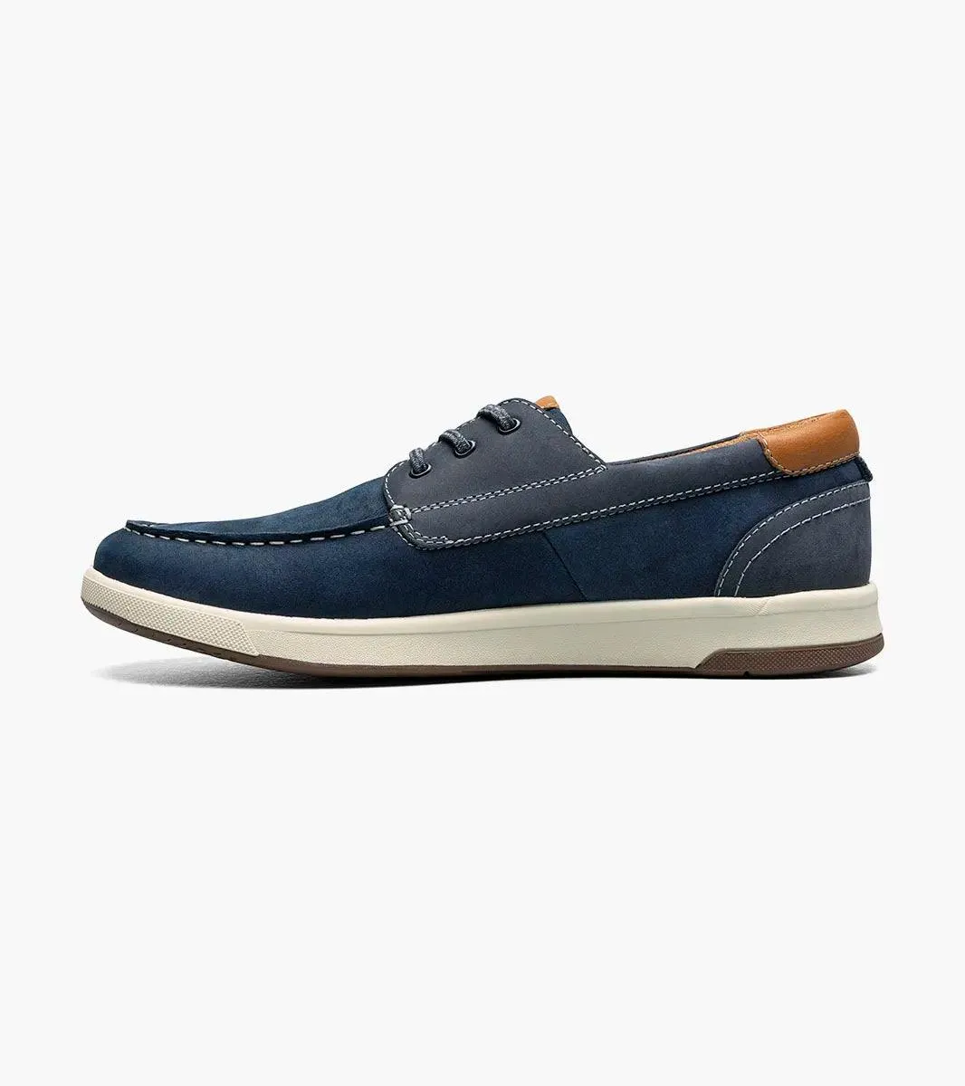 Florsheim - CROSSOVER Elastic Lace Moc Toe Boat Shoe Navy Nubuck