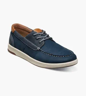 Florsheim - CROSSOVER Elastic Lace Moc Toe Boat Shoe Navy Nubuck