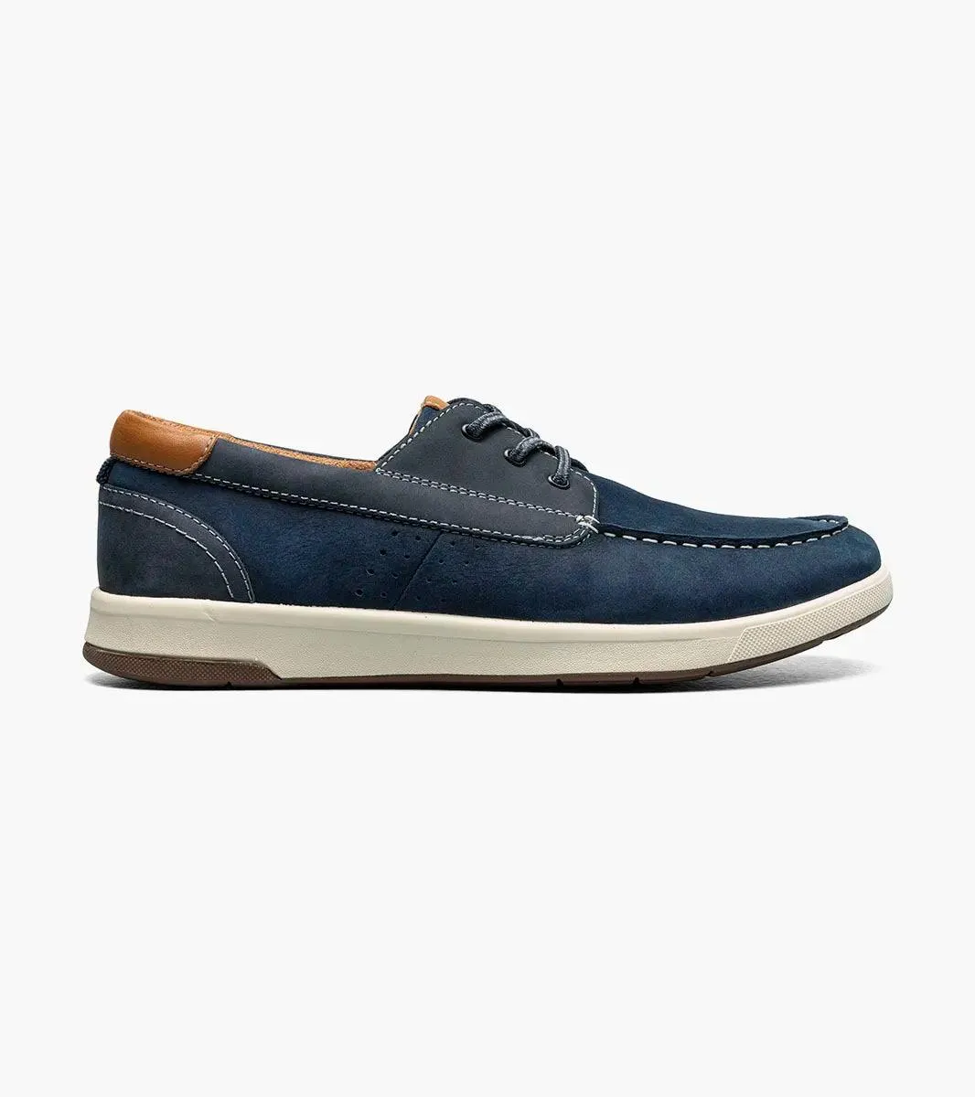 Florsheim - CROSSOVER Elastic Lace Moc Toe Boat Shoe Navy Nubuck