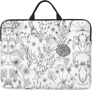 Flowering Herbs and Herbaceous Plants Print Stylish 14in Polyester Laptop Bag Carry Laptop Bag with Water-Resistant Feature