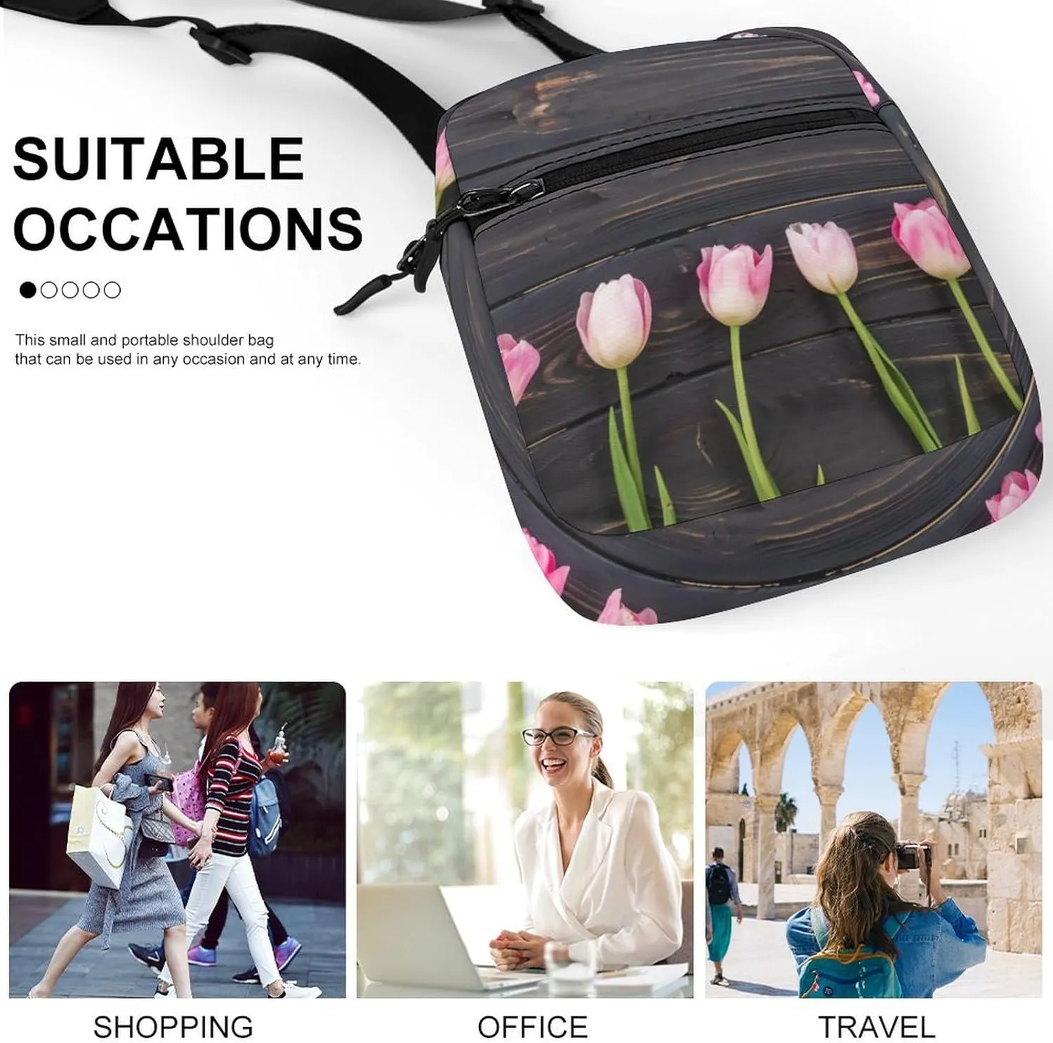 Freshly Picked Tulips Crossbody Bag Small Shoulder Bag Waterproof, Lightweight And Convenient