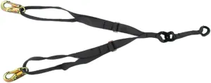 Fusion Climb 6ft Y Legged Lanyard High Strength Double Locking Snap Hook Tie Back Adjustable Black
