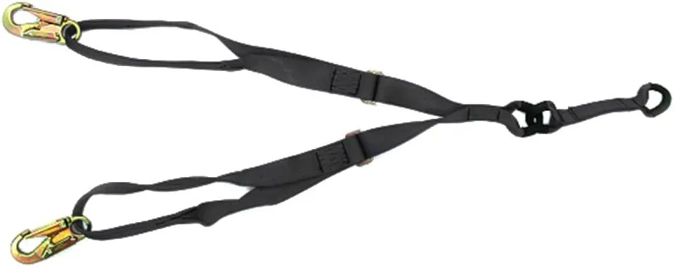 Fusion Climb 6ft Y Legged Lanyard High Strength Double Locking Snap Hook Tie Back Adjustable Black