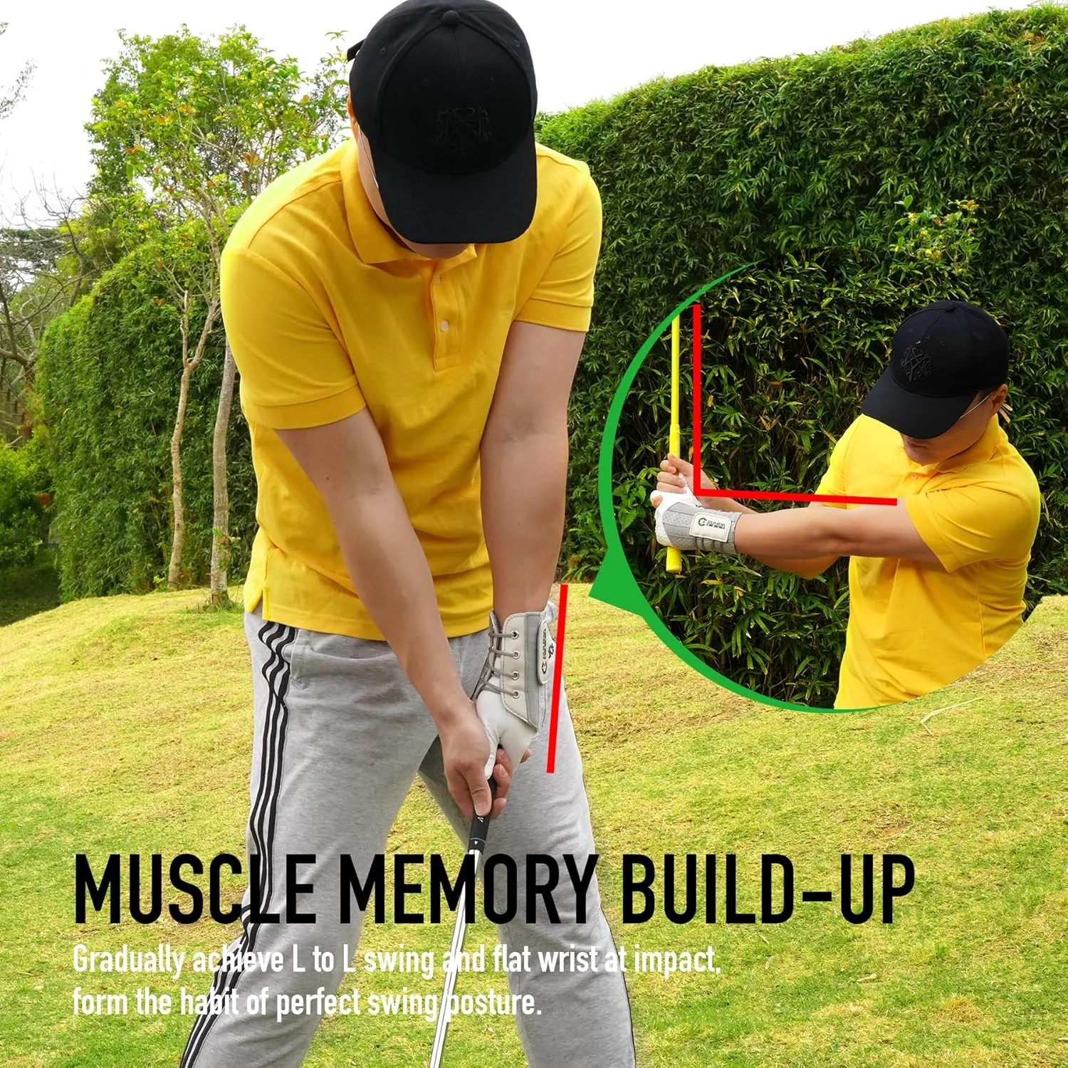 GAIARENA Golf Wrist Brace Wrist Hinge Swing Aid, Efficient Golf Swing Training Equipment Wrist Hinge Trainer to Correct Wrist Angle & Develop Muscle Memory for Golf Beginners