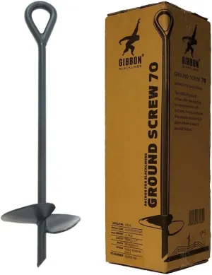 GIBBON Slackline Ground Screw - Ground Anchor to Slackline without Trees - Slack Line Accessory - 2.3ft Screw in Earth Anchor, Slackline Accessories