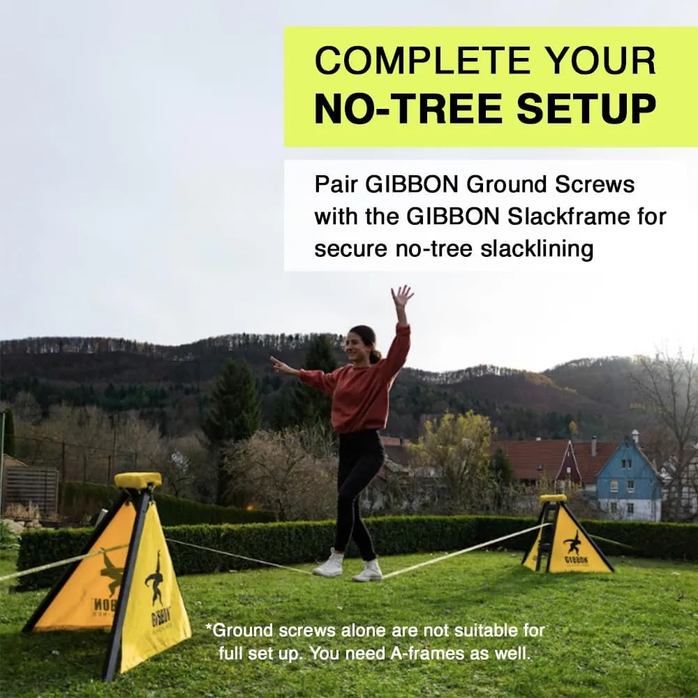 GIBBON Slackline Ground Screw - Ground Anchor to Slackline without Trees - Slack Line Accessory - 2.3ft Screw in Earth Anchor, Slackline Accessories