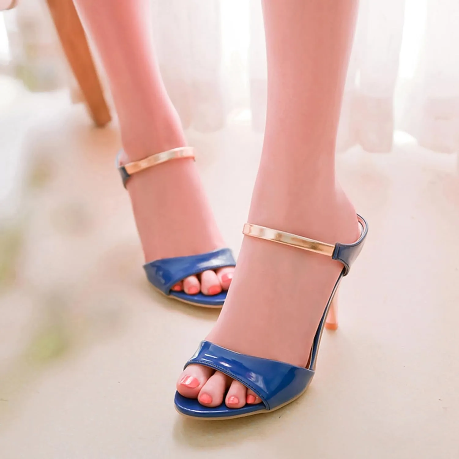 Gicoiz Mule Slippers Women Stiletto High Heels Slides Sandals