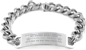 GIFTVILLE & SURPRISE Childcare Worker Bracelet, If at first you don't succeed, try doing what your athletic trainer told you to do the first time., Cuban Link Chain Necklace, Childcare Worker Gifts