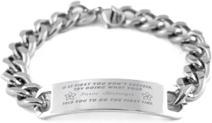 GIFTVILLE & SURPRISE Farm Manager Bracelet, If at first you don't succeed, try doing what your athletic trainer told you to do the first time., Cuban Link Chain Necklace, Farm Manager Gifts