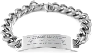 GIFTVILLE & SURPRISE Fish Cutter Bracelet, If at first you don't succeed, try doing what your athletic trainer told you to do the first time., Cuban Link Chain Necklace, Fish Cutter Gifts