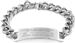 GIFTVILLE & SURPRISE Food Scientist Bracelet, If at first you don't succeed, try doing what your athletic trainer told you to do the first time., Cuban Link Chain Necklace, Food Scientist Gifts