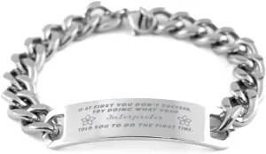 GIFTVILLE & SURPRISE Interpreter Bracelet, If at first you don't succeed, try doing what your athletic trainer told you to do the first time., Cuban Link Chain Necklace, Interpreter Gifts