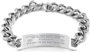 GIFTVILLE & SURPRISE Laborer Bracelet, If at first you don't succeed, try doing what your athletic trainer told you to do the first time., Cuban Link Chain Necklace, Laborer Gifts