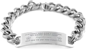 GIFTVILLE & SURPRISE Logistician Bracelet, If at first you don't succeed, try doing what your athletic trainer told you to do the first time., Cuban Link Chain Necklace, Logistician Gifts