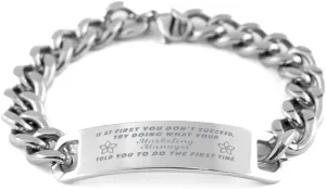 GIFTVILLE & SURPRISE Marketing Manager Bracelet, If at first you don't succeed, try doing what your athletic trainer told you to do the first time., Cuban Link Chain Necklace, Marketing Manager Gifts