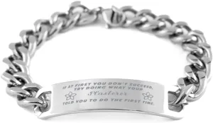 GIFTVILLE & SURPRISE Plasterer Bracelet, If at first you don't succeed, try doing what your athletic trainer told you to do the first time., Cuban Link Chain Necklace, Plasterer Gifts