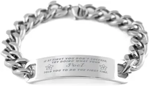 GIFTVILLE & SURPRISE Poet Bracelet, If at first you don't succeed, try doing what your athletic trainer told you to do the first time., Cuban Link Chain Necklace, Poet Gifts