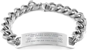 GIFTVILLE & SURPRISE Postmaster Bracelet, If at first you don't succeed, try doing what your athletic trainer told you to do the first time., Cuban Link Chain Necklace, Postmaster Gifts