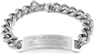 GIFTVILLE & SURPRISE Proofreader Bracelet, If at first you don't succeed, try doing what your athletic trainer told you to do the first time., Cuban Link Chain Necklace, Proofreader Gifts