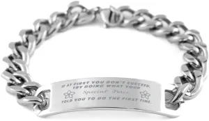 GIFTVILLE & SURPRISE Special Force Bracelet, If at first you don't succeed, try doing what your athletic trainer told you to do the first time., Cuban Link Chain Necklace, Special Force Gifts
