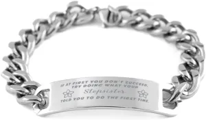 GIFTVILLE & SURPRISE Stepsister Bracelet, If at first you don't succeed, try doing what your athletic trainer told you to do the first time., Cuban Link Chain Necklace, Stepsister Gifts
