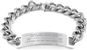 GIFTVILLE & SURPRISE Title Examiner Bracelet, If at first you don't succeed, try doing what your athletic trainer told you to do the first time., Cuban Link Chain Necklace, Title Examiner Gifts