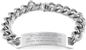 GIFTVILLE & SURPRISE Tool Grinder Bracelet, If at first you don't succeed, try doing what your athletic trainer told you to do the first time., Cuban Link Chain Necklace, Tool Grinder Gifts