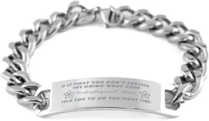 GIFTVILLE & SURPRISE Unbiological Mom Bracelet, If at first you don't succeed, try doing what your athletic trainer told you to do the first time., Cuban Link Chain Necklace, Unbiological Mom Gifts