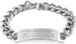 GIFTVILLE & SURPRISE Web Developer Bracelet, If at first you don't succeed, try doing what your athletic trainer told you to do the first time., Cuban Link Chain Necklace, Web Developer Gifts