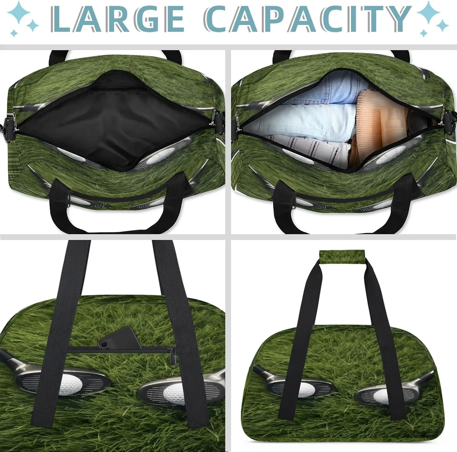 Golf Ball Small Gym Bag 18 inch Carry On Duffel Bag for Weekender Travel Sports Workout Yoga Gymnastics Dance Ballet