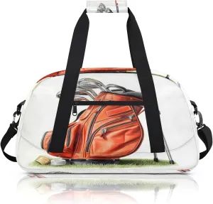 Golf Themed Small Gym Bag 18 inch Carry On Duffel Bag for Weekender Travel Sports Workout Yoga Gymnastics Dance Ballet
