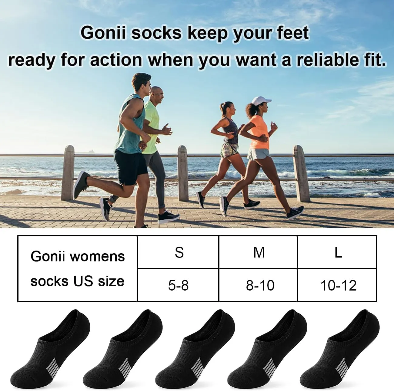 Gonii Womens No Show Socks Athletic Ankle Socks Cushioned Running Low Cut 5-8 Pairs