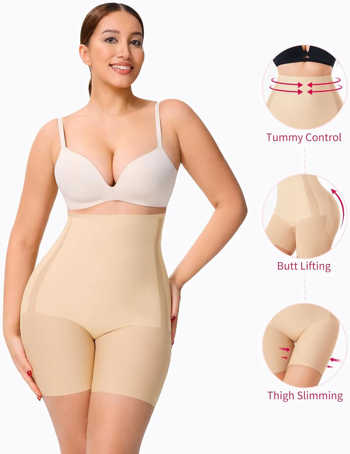 Gotoly Tummy Control Shapewear Shorts Body Shaper for Women High Waisted Butt Lifting Panties Thigh Slimming