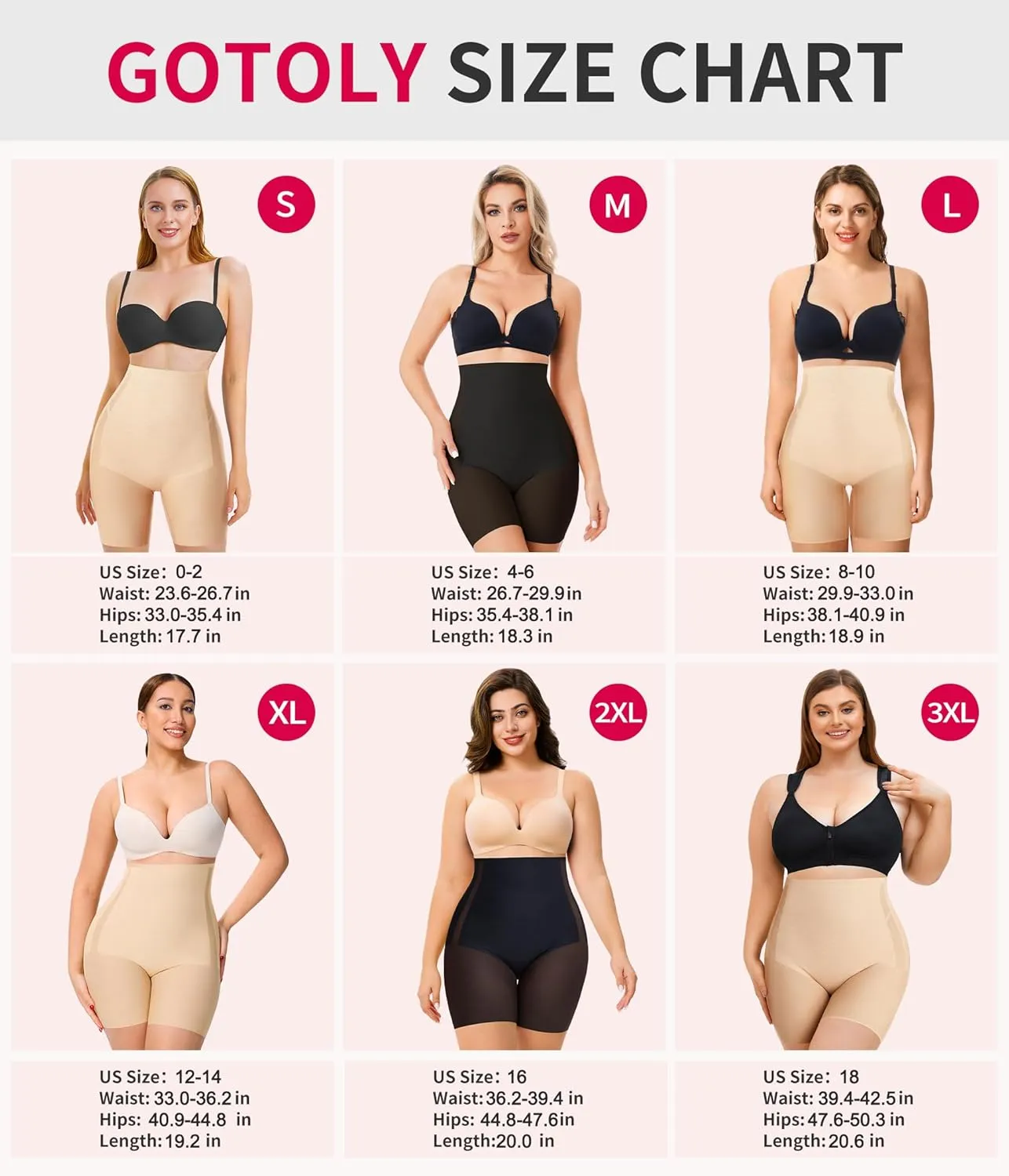 Gotoly Tummy Control Shapewear Shorts Body Shaper for Women High Waisted Butt Lifting Panties Thigh Slimming
