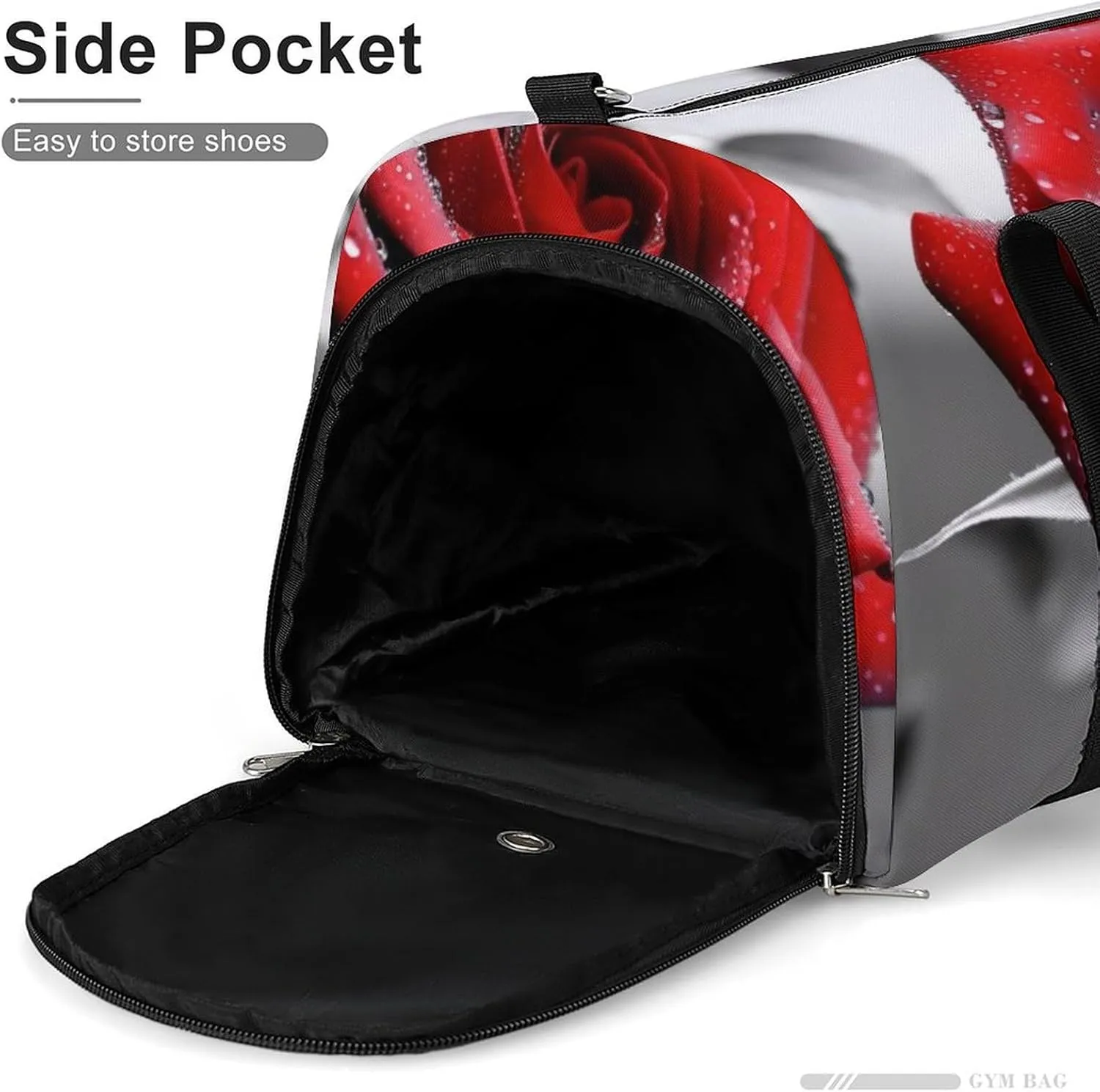 Gym Bag Black And White Red Rose Duffel Bag for Men Women Overnight Bag with Shoe Compartment Workout Bags