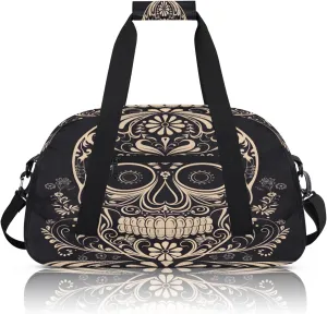 Halloween Sugar Skull Small Gym Bag 18 inch Carry On Duffel Bag for Weekender Travel Sports Workout Yoga Gymnastics Dance Ballet