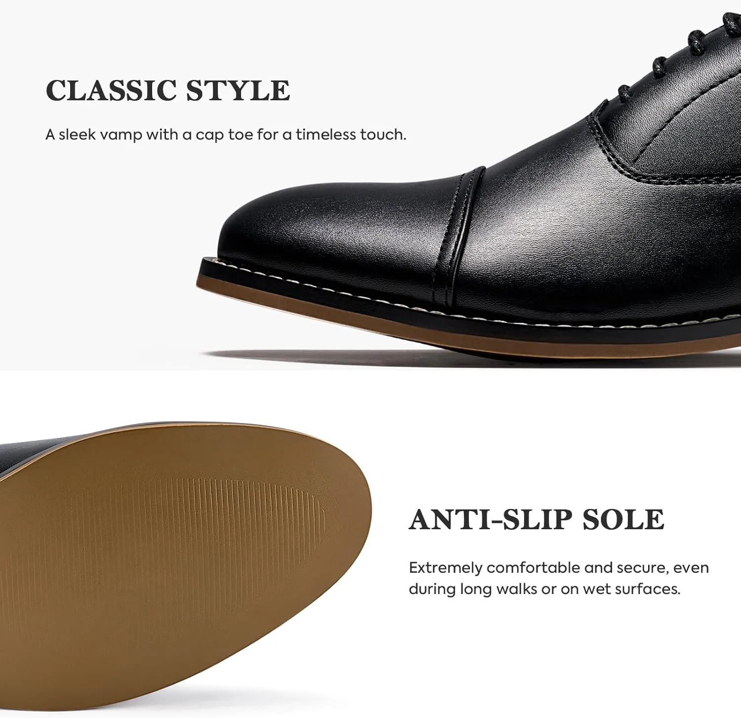 HEEZ Men's Oxford Shoes, Oxford Dress Shoes, Classic Wingtip Lace Up Dress Shoes with Cup Toe, Formal Leather Shoes, Removable Rebounded Insole, Anti-Slip TPR Outsole